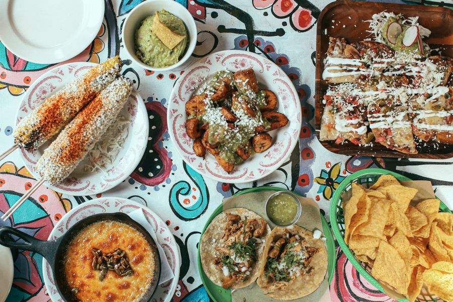 Mexican catering spread